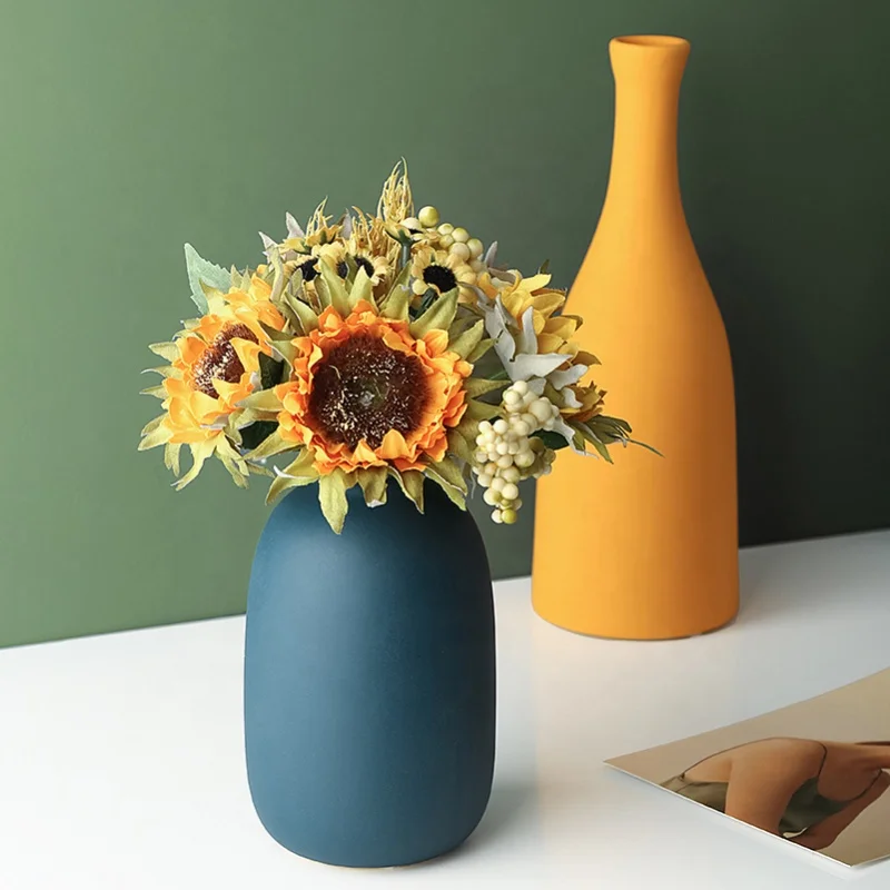 Home Hotel Ornament Minimalist Light Luxury Flower Vase Ceramic Tabletop Decorative Vases Nordic Morandi Ceramic Vase