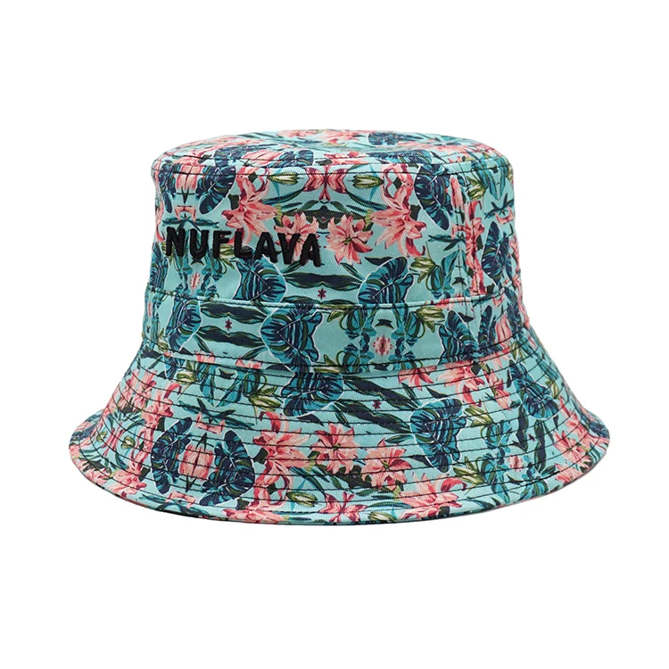 Custom Printed Bucket Hats Fashion Printing Flower 3d Embroidered Logo Bucket Cap