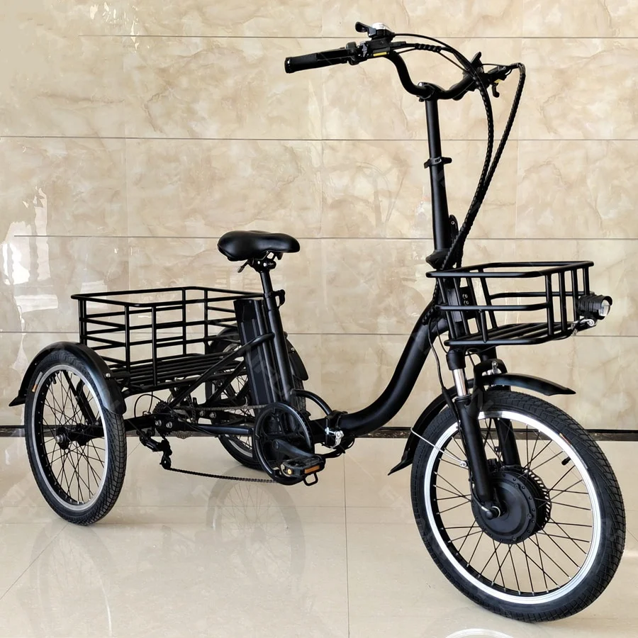 CE DOT 36V250W Motorized 3 Wheel Bicycle Popular Folding Electric Cargo Tricycle for