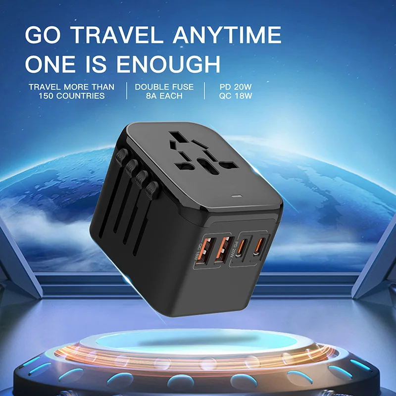 GaN PD20W 2U+2C AU US UK EU converter Plug All in One Universal International Plug Adapter World Travel AC Power Charger Adaptor