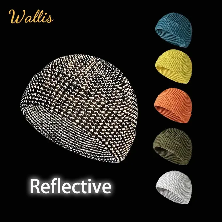 Шапка-бини Женская Светоотражающая модный головной убор теплые вязаные шапки Осень-зима