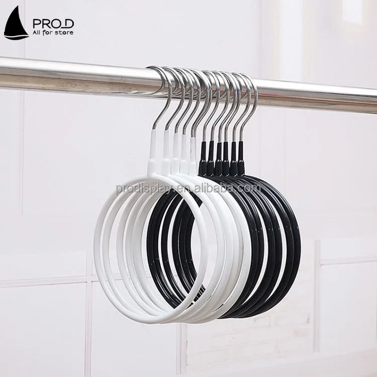Wholesale multifunction metal circle towel scarf holder hanger ring black color tie hook for sale