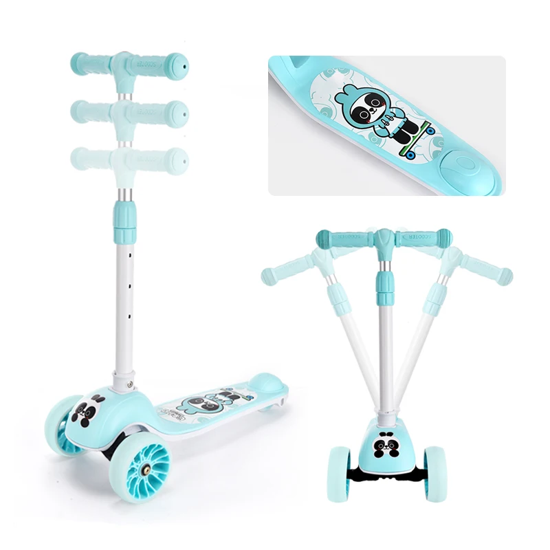 Factory Folding Adjustable kids mini scooter with seat baby scooters 3 wheeler cute Panda