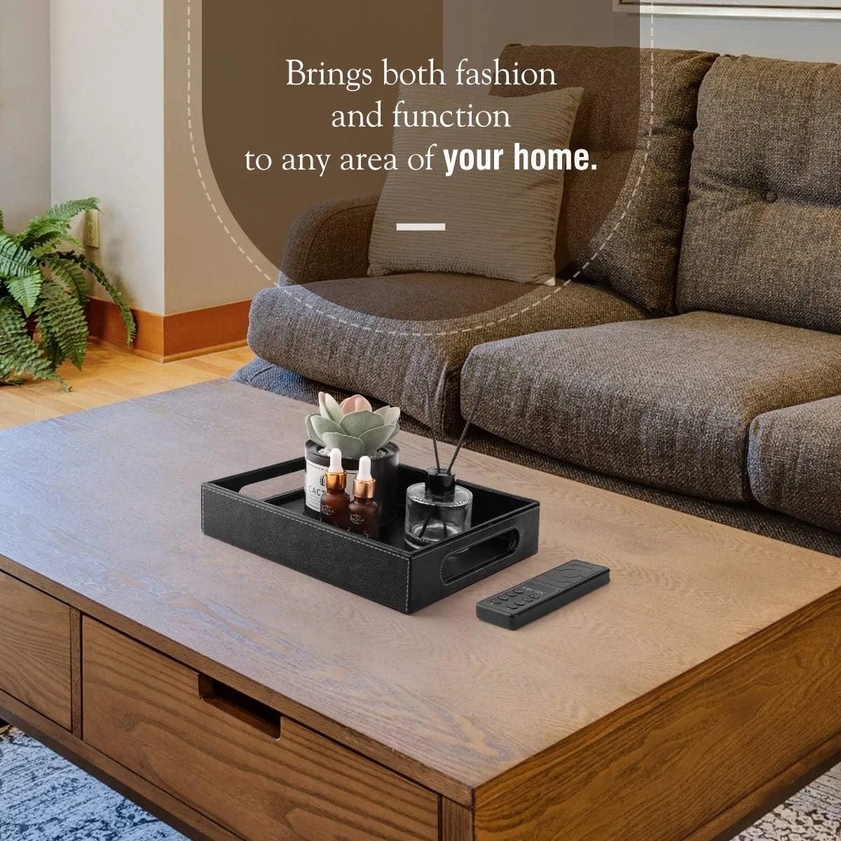 Custom Leather Valet Tray Black Leather Storage Tray Office Tabletop Organizer Handles Design Jewelry Catchall PU Leather Tray