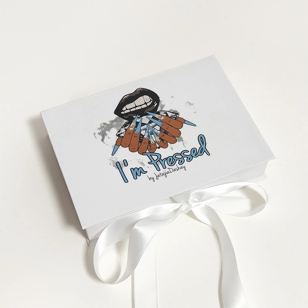 Cardboard Gift Paper Empty Luxury Fake Packing Custom Logo Package Press On Nail Packaging Box