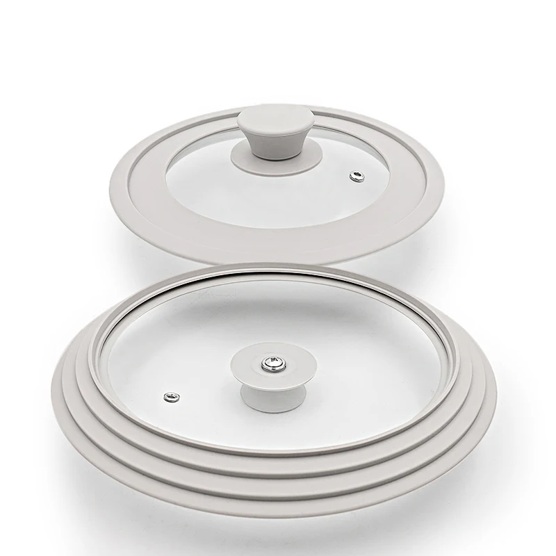 Wholesale New Upgrade Food Grade Silicone Glass Lids Universal Tempered Glass Pot Lid
