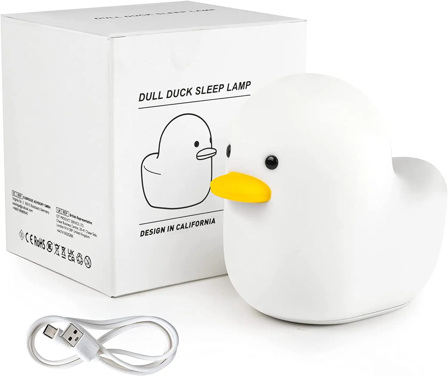 Lovely Smart Bedside Night Lamp with Touch Sensor Timer Silicone Rechargeable Duck Night Lights