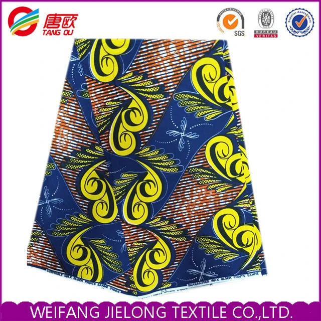 Guaranteed Real Wax Print Fabric Dutch Holland Pagne Africa Dress 100% Cotton 6 Yards