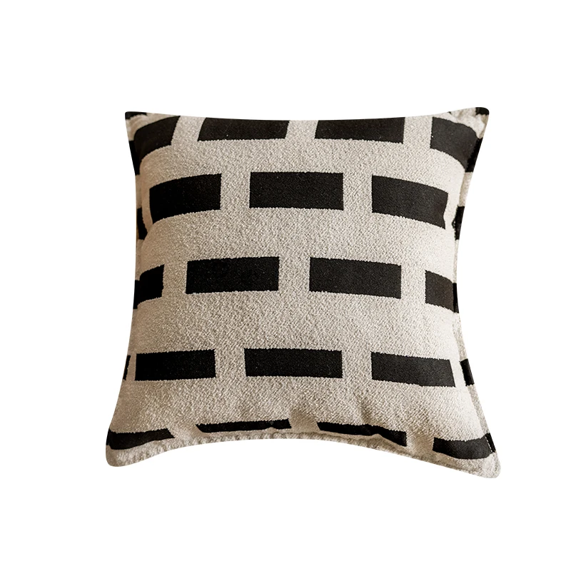Scandinavian simple black and white colour weave jacquard pillow set sample room hotel home sofa flat bed head cushion pillow