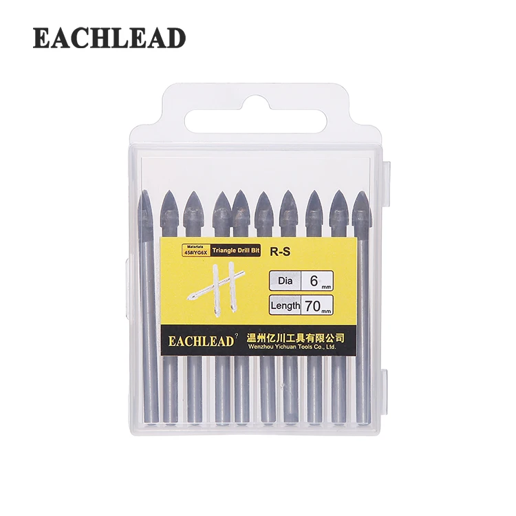 
High Quality Round Shank Triangle Head Shape Painted Spraying Glass Drill Bit For Tile 