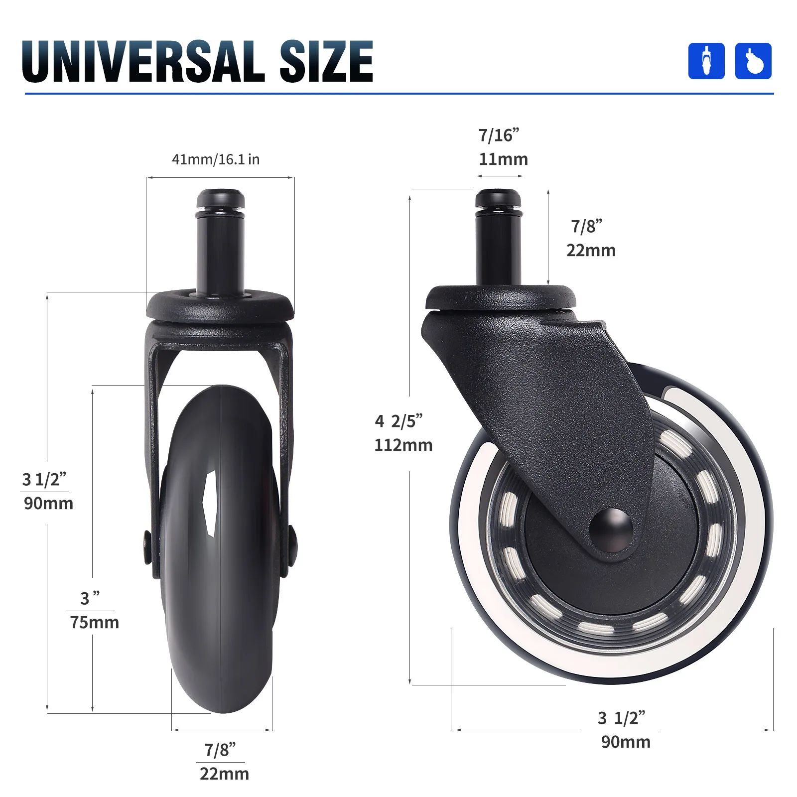 Колеса для роликовых de silla 3 дюймов Heavy Duty компьютерный стол оптовая продажа мебельное колесико-упорные шариковые подшипники офисное кресло-каталка колеса ровный безопасный