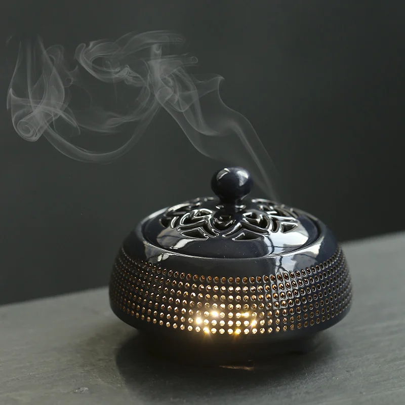 220V Purple Sand Electric Burner OUD Sandalwood Plug-in Incense Powder Censer Essential Oil Lamp Bedroom Night Light