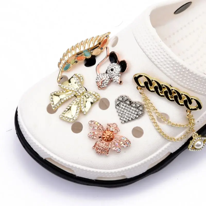 Wholesale 50% discount custom rhinestone  metal bling shoes clog for decoration clog shoe charms