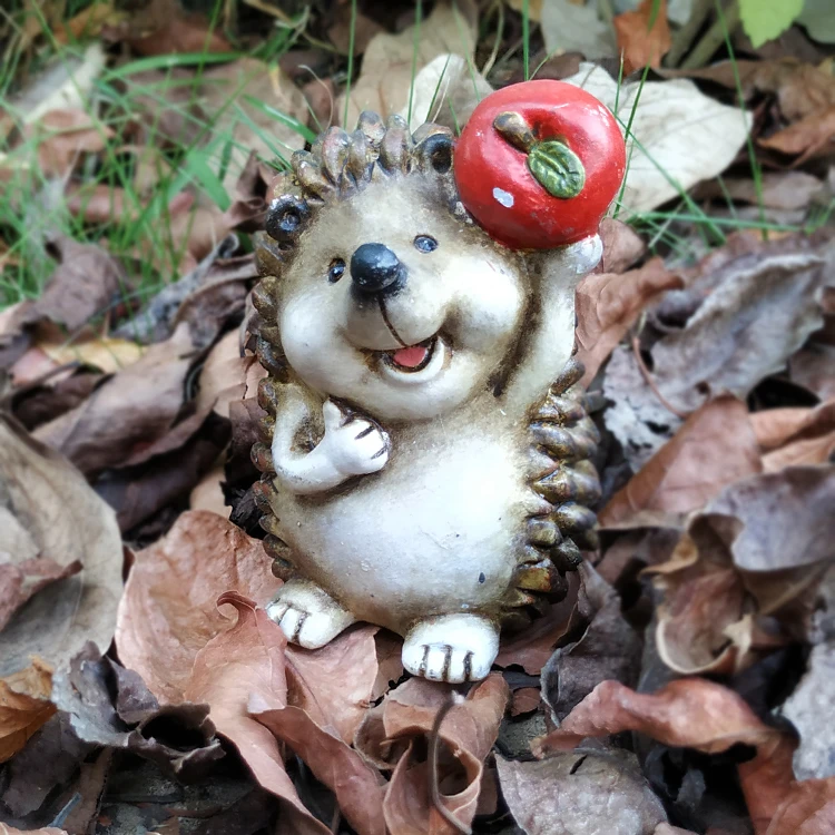 
Custom design garden decoration hedgehog, backyard animal decorative autumn crafts resin hedgehog figurine& 