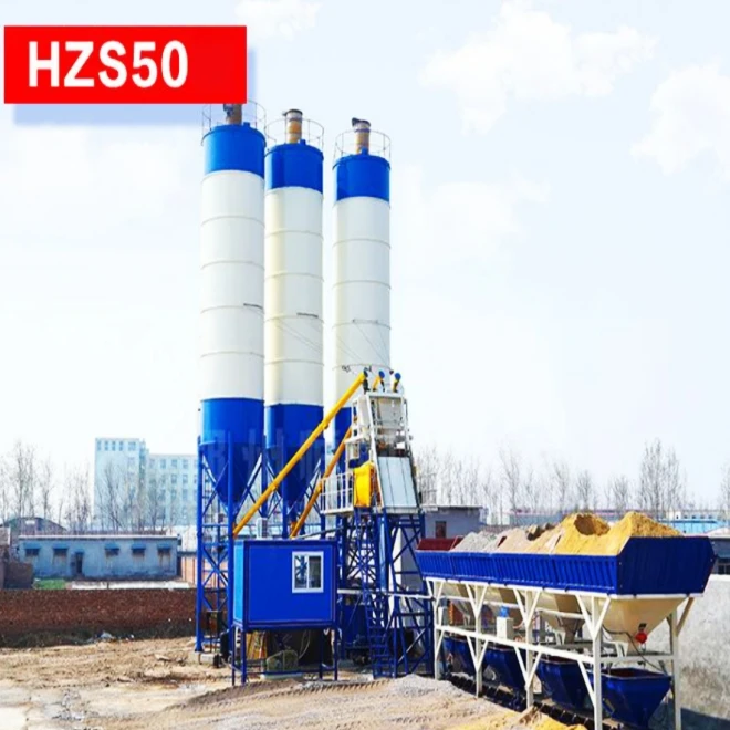 Hot selling Automatic stationary concrete mixing plant 50m3/h ready mix mobile concrete batch plant with PLD batcher