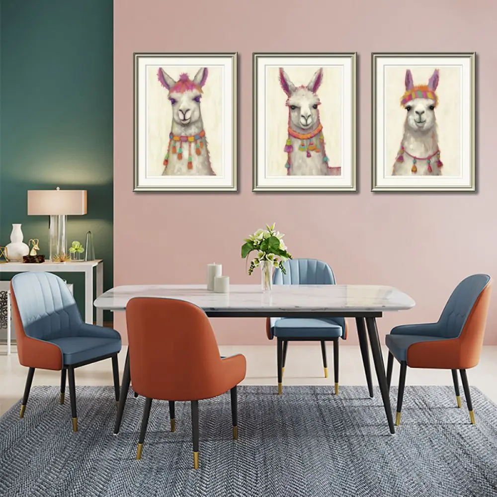 Cartoon Sheep Flower Wall Art Canvas Print Framed Mural Decoration Home Bedroom Watercolor Crystal Porcelain Product Numbers