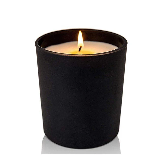 Eco Friendly High Quality 8*9Cm Round Matte Black Home Decor Kerzenglas Aus Glas With Cork