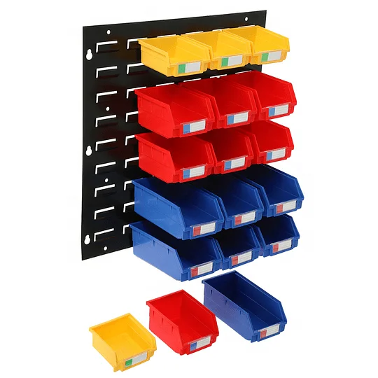 20 bins Wall Mounted Storage Bins Parts Rack Garage Plastic Shop Tool Organizer PP Plastic Garage Rack Screw Storage part bin
