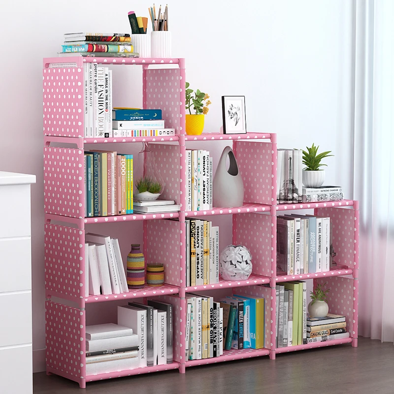 
book shelf metal bookcase shelving closet organization system DIY modular grid cabinet 