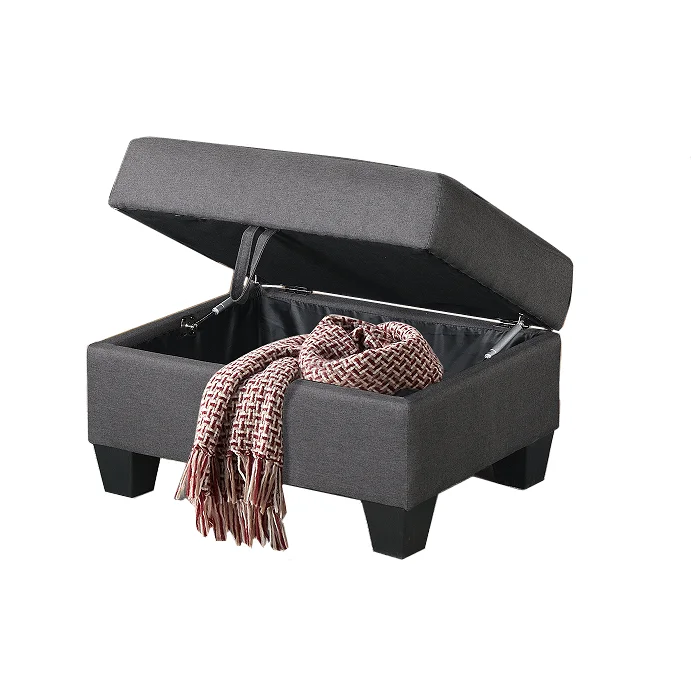 Latest Design Cheap Price Fabric Square French Hotel Home Upholstered Wooden Storage Ottman