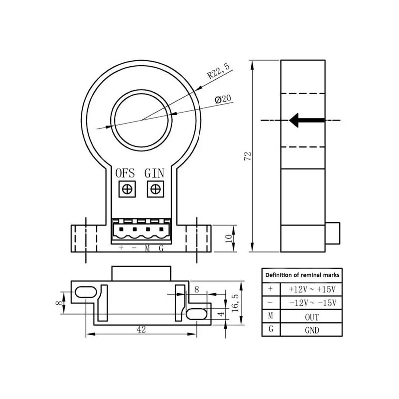 Hall Current Sensor Transformer Measuring AC and DC Input 50A 100A 200A 300A Smk2 Series Open Loop Current Sensor