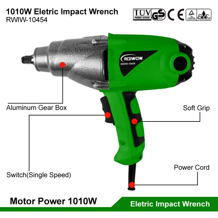 1010W Electric Power Wrench Impact Heavy Duty Portable Corded High Torque Wrench And Sockets Sets Electric Impact Wrench 450NM
