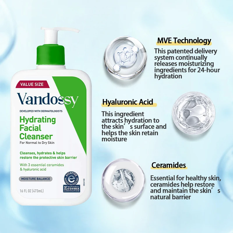 Private Label Hydrating Facial Cleanser Hyaluronic Acid Ceramide Glycerin Hydrating Cleanser For Normal To Dry Skin