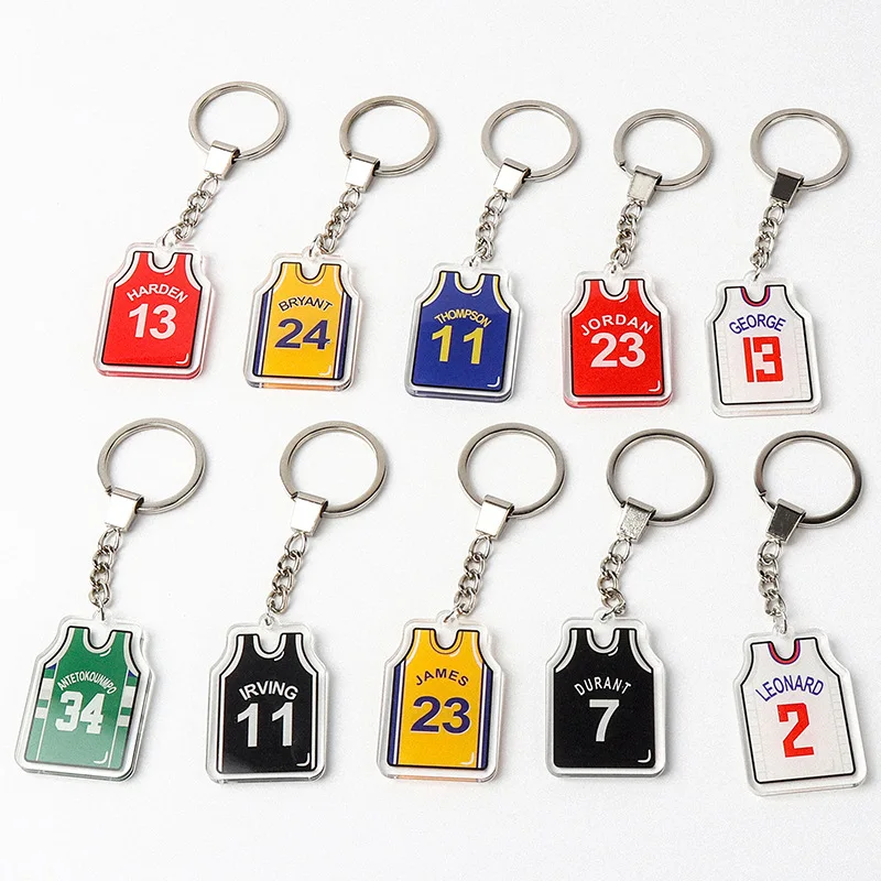 Star Player Kobe Keychain James Irving Durant Warriors Curry Basketball Team Acrylic T-shirt Jersey Sport Basketball Keychain