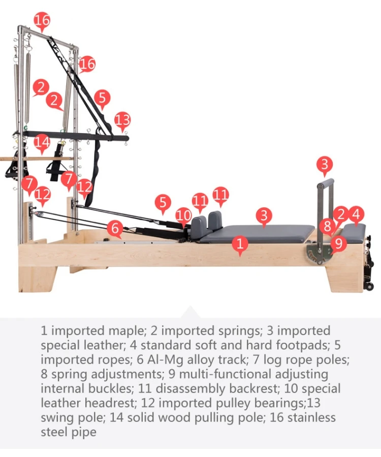 Pilates studio Equipment Folding Pilates Reformer With half trapeze reformer pilates