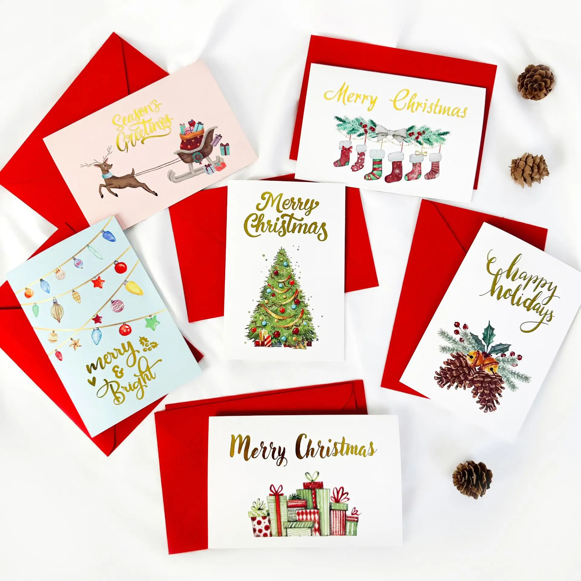 Customized Bulk Variety Assorted Christmas Invitation Card Birthday Card Holiday Greeting Card With Envelope