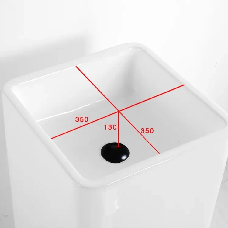 Modern Bathroom Good Quality Floor Mount Hand Washing Sink Square Pedestal Wash Basin