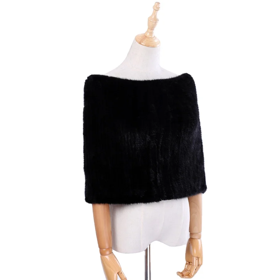 Роскошный вязаный эластичный женский Зимний пуловер из натурального меха норки накидка на плечо женский модный Палантин из натурального меха свободного размера