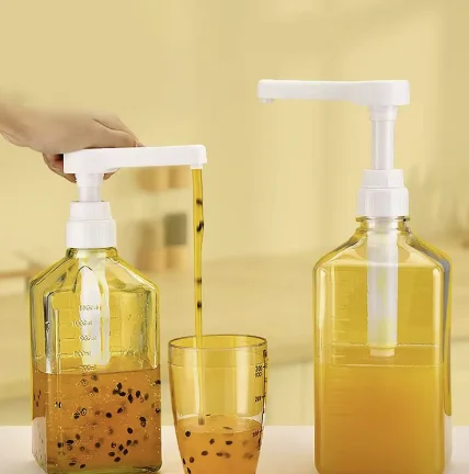 1600ml Transparent Coffee Syrup Bee Drip Double Scale Storage Dispenser pump Bottle Squeeze milk Bottle Honey Jar Container