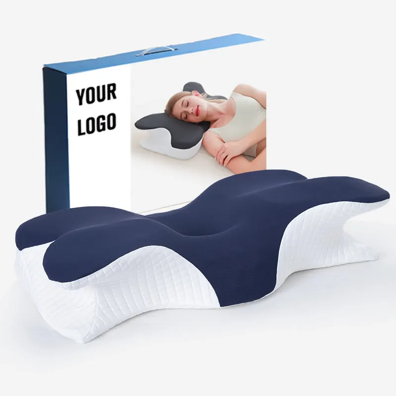 Custom Shaped Cervical Orthopedic Gray Memory Foam Sleeping therapeutic medical Neck Bed Pillow