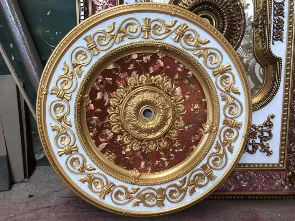 European Style Gold Ps Material Ceiling Medallions For Home Ceiling design