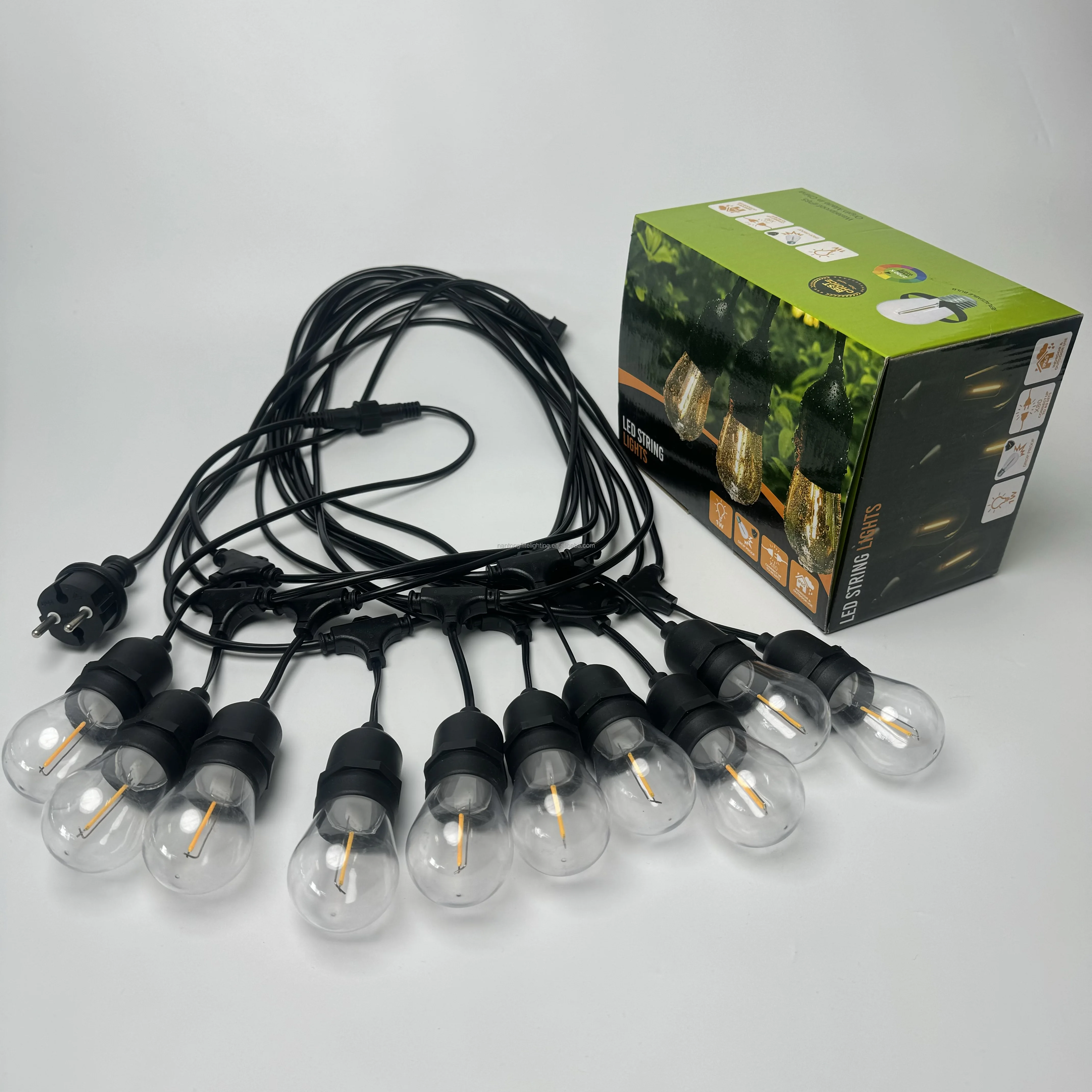 E26/E27 S14 Injection Sockets Hanging Model 10m 10 LED 2200K/2700K Waterproof Outdoor Indoor String Lights