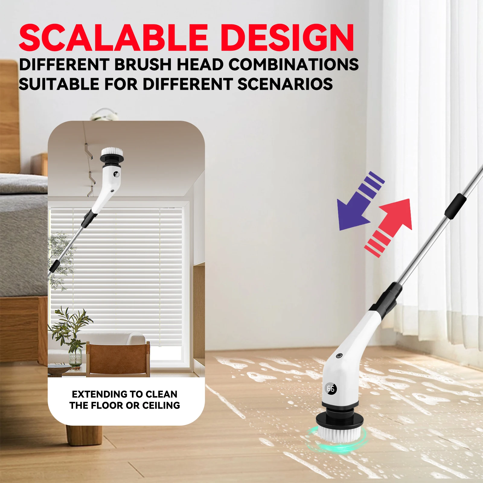 Multifunction Kitchen Household Power Electric Spin Scrubber Cordless 2 Rotating Speeds Electric Cleaning Brush Scrubber