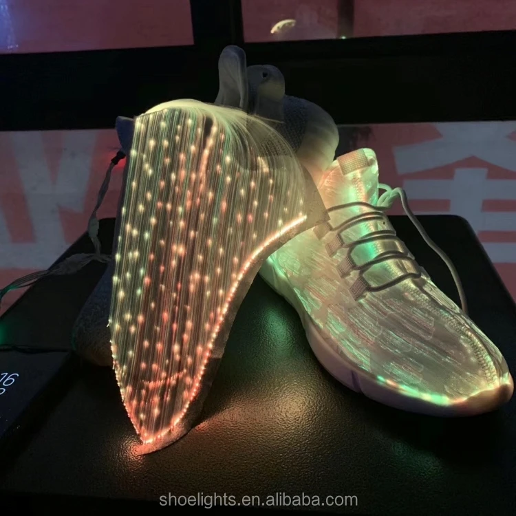cheap shoes accessories charging Optical fiber colorful LED lighting shoes man women sneaker shoes