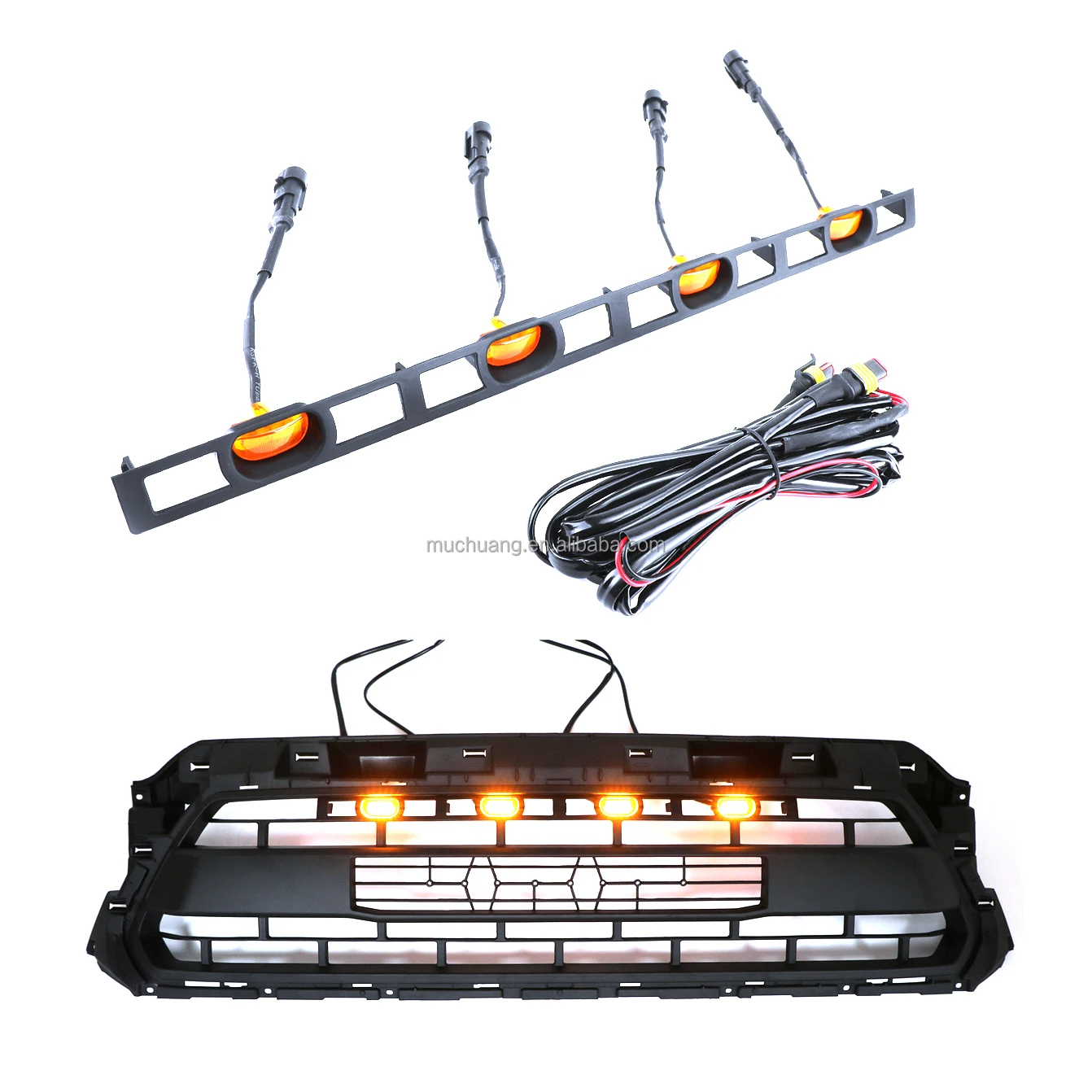 New OEM Car Grille Matte Black Finish Toyota-Tacoma-2012 2013 2014 2015 Raptor Style Grille Led Lights