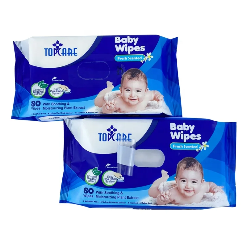 OEM ODM Unscented Custom Soft Spunlace Nonwoven Disposable New born Baby Wipes 80pcs