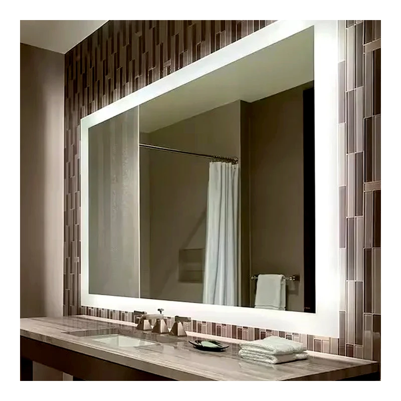 Frameless Makeup Large Led Rectangle Mirror Bathroom Touch Screen Smart Lighting Vanity Wall Mirrors