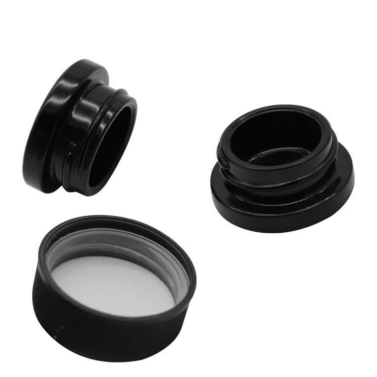 5ml 9ml glass jar childproof lid black eye cream container uv concentrate custom glass wax container for CBD oil