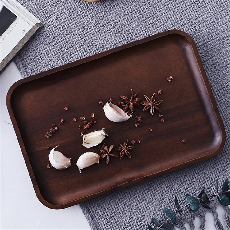 
Desk decoration solid wood black walnut tray tea coffee rustic log tray 