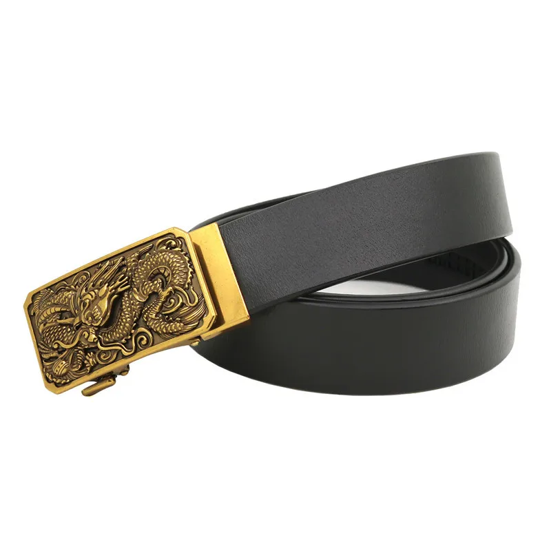 Factory Customized Zinc Alloy Second Class Pu Leather Crocodile Dragon Head Automatic Belt
