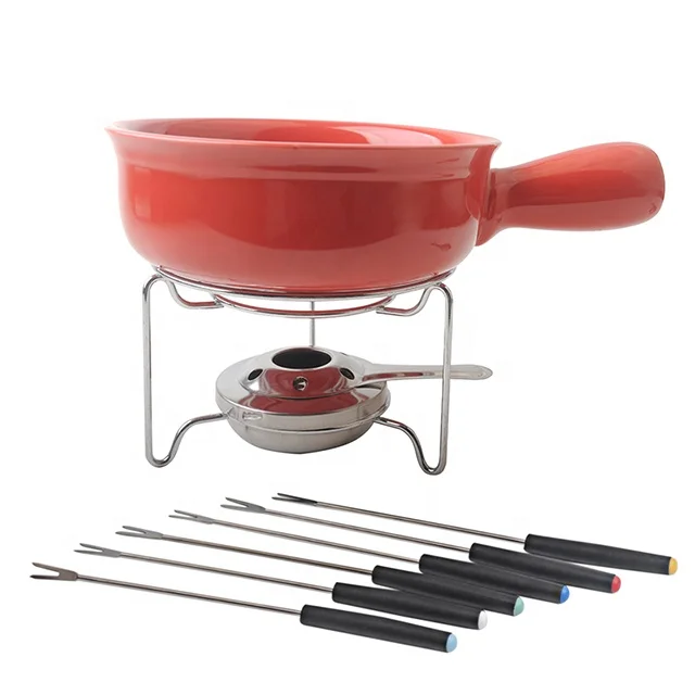 Chocolate Fondue Pot Set Cheese Butter Melting Utensil Butter Warmer Bowl