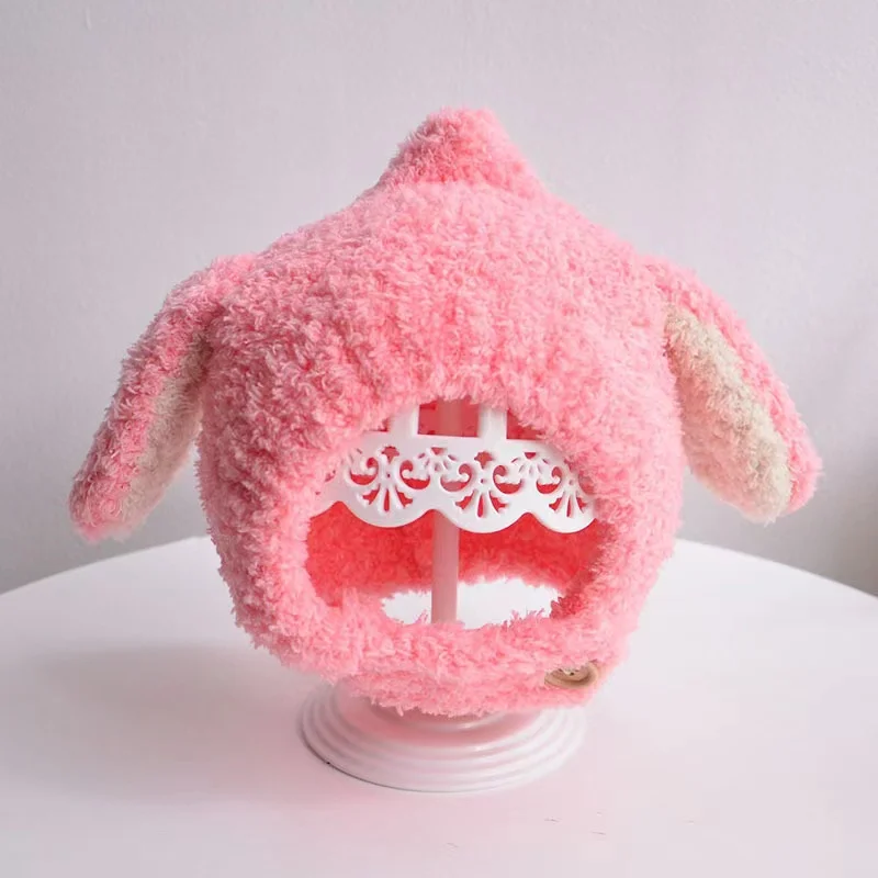 Лидер продаж уютные плюшевые плотные Меховые детские ветрозащитные теплые зимние шапки с кроличьими ушками вязаные для мальчиков и девочек