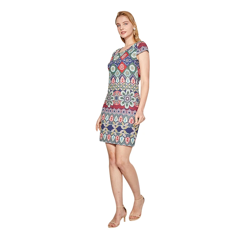 Wholesale 2020 Trendy Women Clothes Elegant Floral Summer Mini Dresses Casual Beach Dress