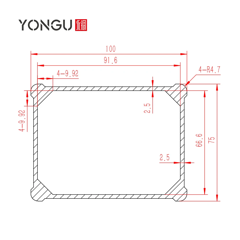 Yonggu L01 100*75MM Electrical Equipment Housing Aluminum Extruded Enclosure Custom Ip68 Waterproof Explosion Proof Junction Box
