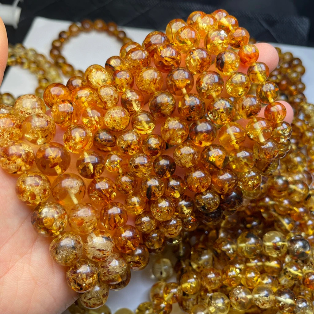 Natural amber Russian Baltic exploding amber exquisite bracelets perfect quality piebald amber