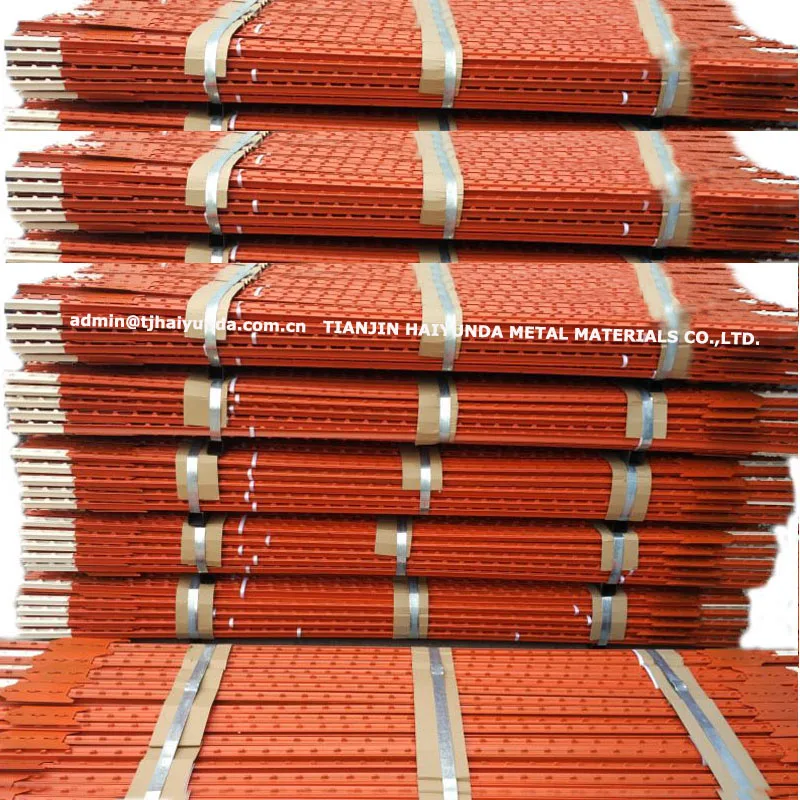 
Manfactured American Style Green painted Studded Steel Fence T Posts 